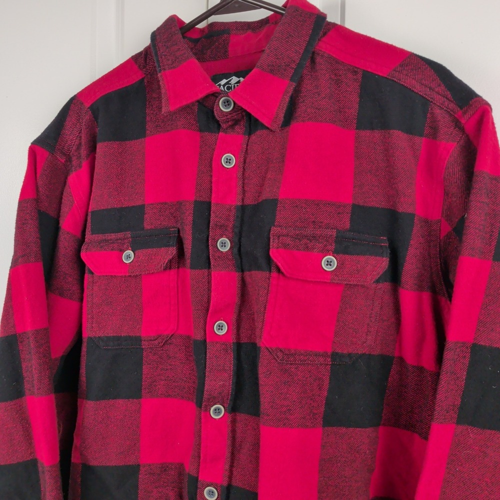 Lumberjack Cabin Heritage Red Black Buffalo Plaid Flannel Button Down Shirt